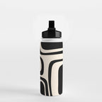 Palm Springs - Midcentury Modern Abstract Pattern in Black and Almond Cream  Water Bottle Gallery Image 2