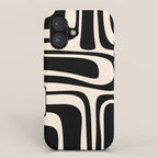 Palm Springs - Midcentury Modern Abstract Pattern in Black and Almond Cream  iPhone Case Gallery Image 1