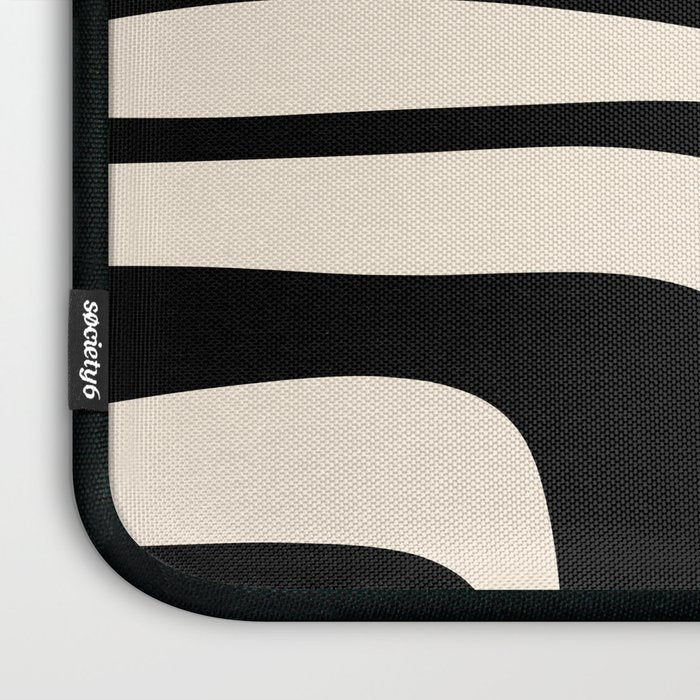 Palm Springs - Midcentury Modern Abstract Pattern in Black and Almond Cream  Laptop Sleeve Gallery Image 3