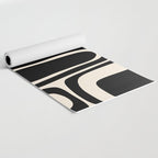 Palm Springs - Midcentury Modern Abstract Pattern in Black and Almond Cream  Yoga Mat Gallery Image 2