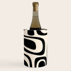 Palm Springs - Midcentury Modern Abstract Pattern in Black and Almond Cream  Wine Chiller Gallery Image 1