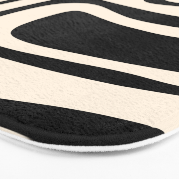 Palm Springs - Midcentury Modern Abstract Pattern in Black and Almond Cream  Bath Mat Gallery Image 3