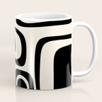 Palm Springs - Midcentury Modern Abstract Pattern in Black and Almond Cream  Coffee Mug Gallery Image 1