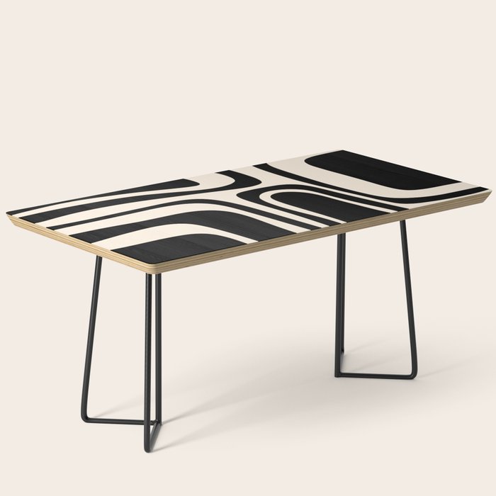 Palm Springs - Midcentury Modern Abstract Pattern in Black and Almond Cream  Coffee Table Gallery Image 1