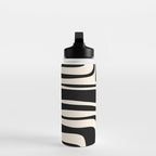 Palm Springs - Midcentury Modern Abstract Pattern in Black and Almond Cream  Water Bottle Gallery Image 3