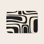 Palm Springs - Midcentury Modern Abstract Pattern in Black and Almond Cream  Bath Mat Gallery Image 1