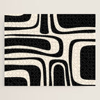 Palm Springs - Midcentury Modern Abstract Pattern in Black and Almond Cream  Jigsaw Puzzle Gallery Image 1