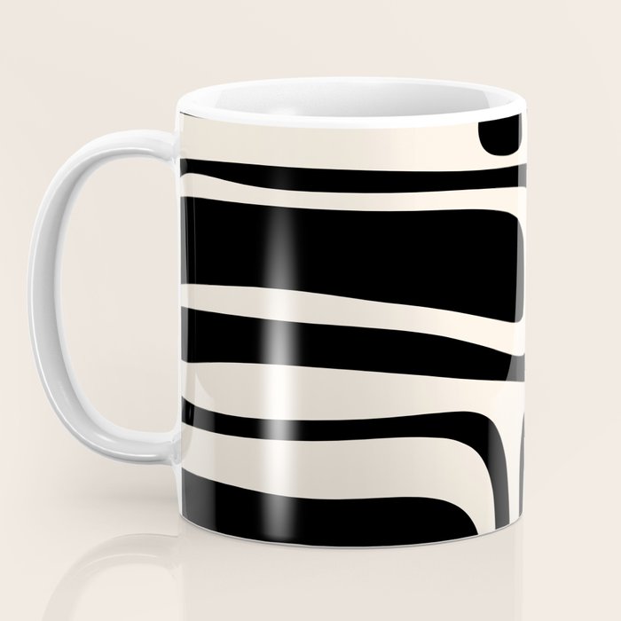 Palm Springs - Midcentury Modern Abstract Pattern in Black and Almond Cream  Coffee Mug Gallery Image 3