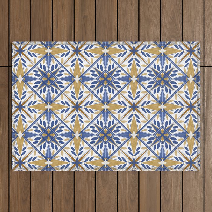 Geometric modern tile B Outdoor Rug Gallery Image 1