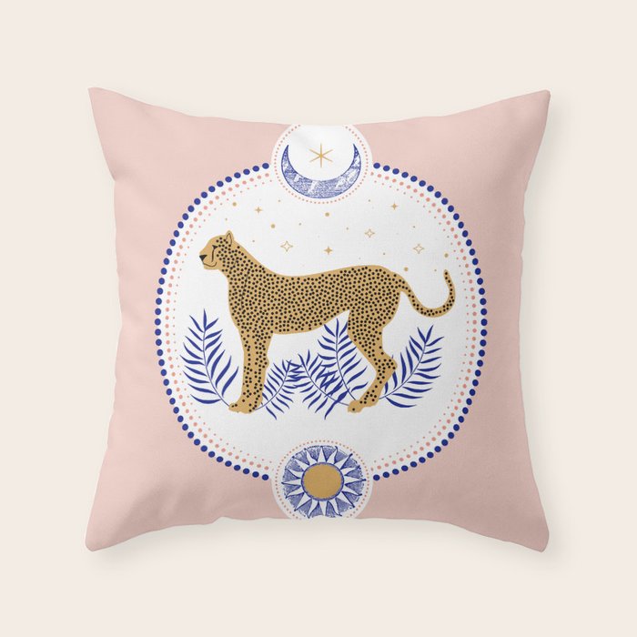 Wild Cheetah and the Moon 2 Throw Pillow Gallery Image 6