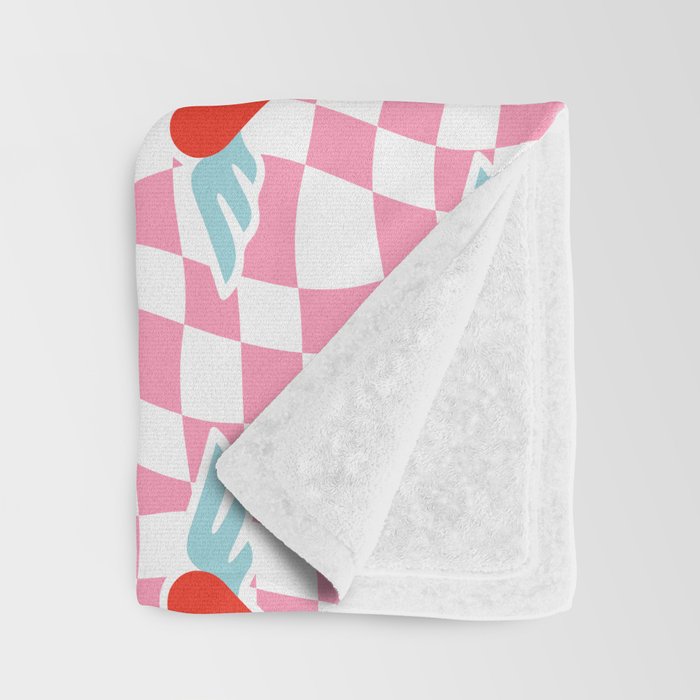 Red love heart checkered pattern Throw Blanket Gallery Image 3