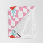 Red love heart checkered pattern Throw Blanket Gallery Image 3