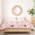 Red love heart checkered pattern Duvet Cover Gallery Image 3