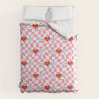Red love heart checkered pattern Comforter Gallery Image 6