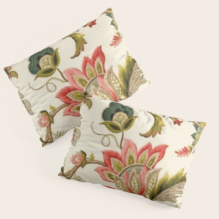 Jacobean Floral Crewel Embroidery Pattern Digital Art Vector Painting Pillow Sham Gallery Image 1