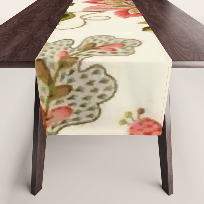 Jacobean Floral Crewel Embroidery Pattern Digital Art Vector Painting Table Runner Gallery Image 1