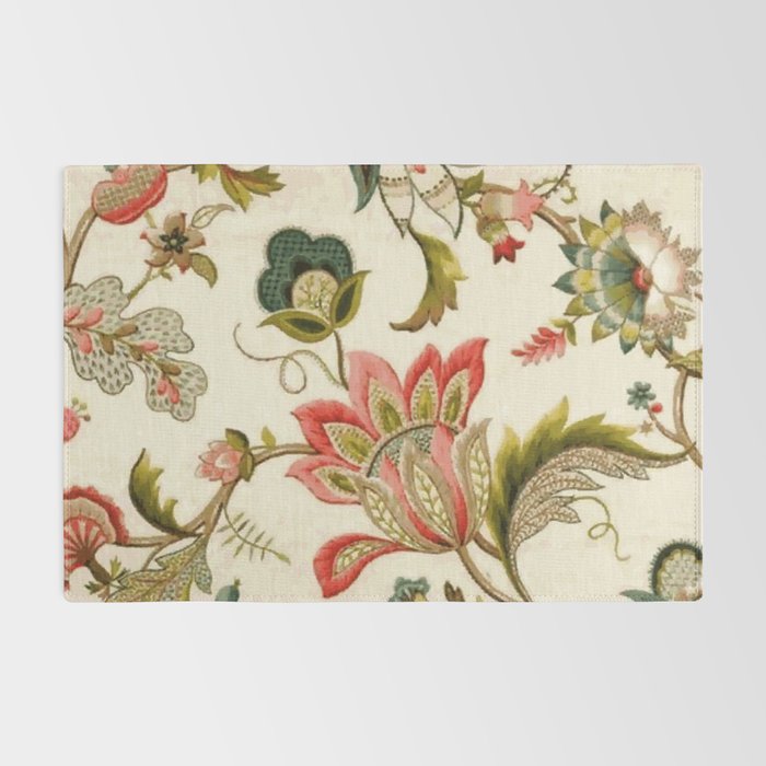Jacobean Floral Crewel Embroidery Pattern Digital Art Vector Painting Rug Gallery Image 2