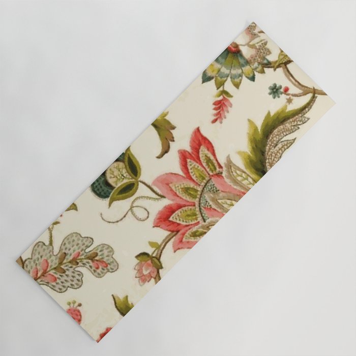 Jacobean Floral Crewel Embroidery Pattern Digital Art Vector Painting Yoga Mat Gallery Image 1