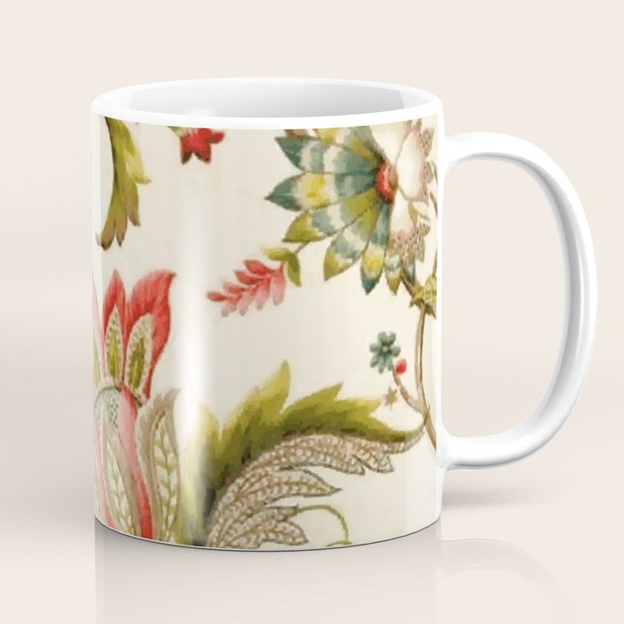 Jacobean Floral Crewel Embroidery Pattern Digital Art Vector Painting Coffee Mug Gallery Image 1