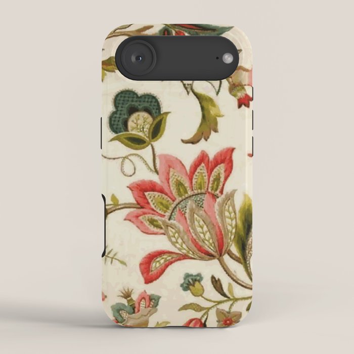 Jacobean Floral Crewel Embroidery Pattern Digital Art Vector Painting iPhone Case Gallery Image 2