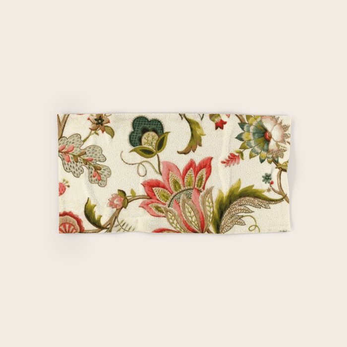 Jacobean Floral Crewel Embroidery Pattern Digital Art Vector Painting Bath Towel Gallery Image 1