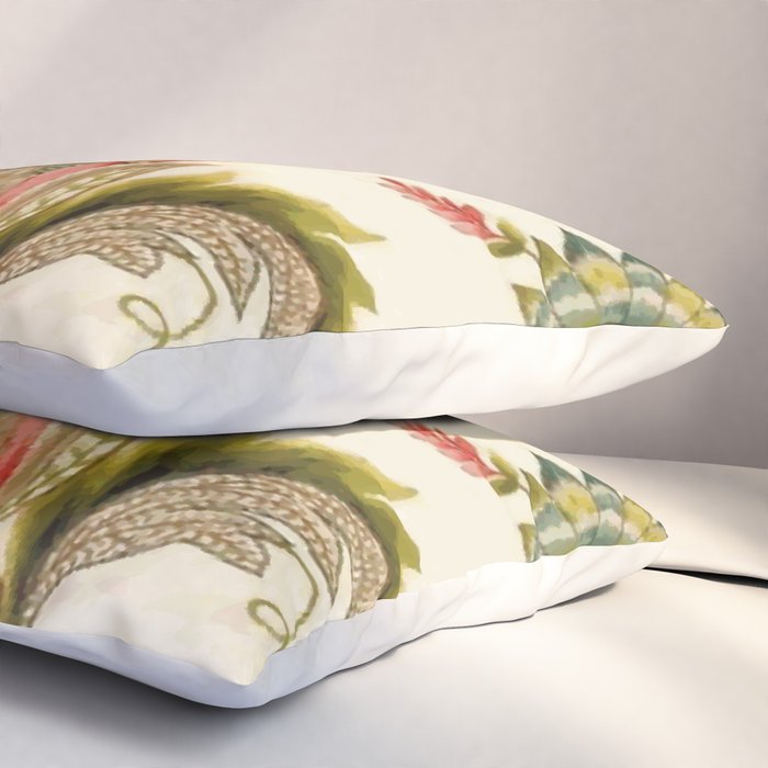 Jacobean Floral Crewel Embroidery Pattern Digital Art Vector Painting Pillow Sham Gallery Image 3
