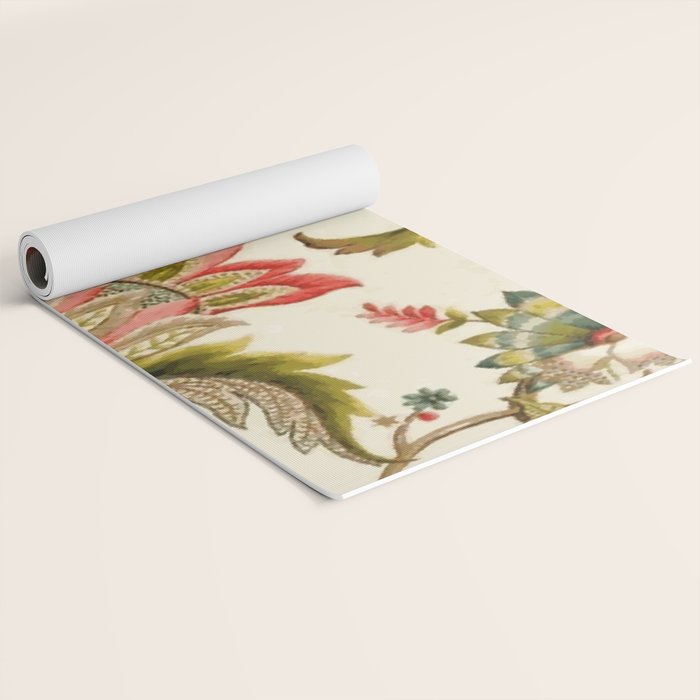 Jacobean Floral Crewel Embroidery Pattern Digital Art Vector Painting Yoga Mat Gallery Image 2