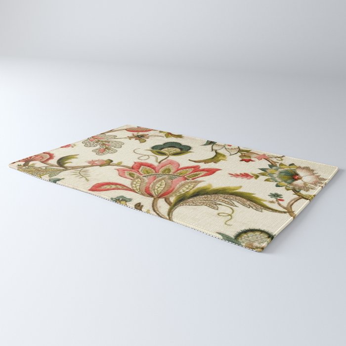 Jacobean Floral Crewel Embroidery Pattern Digital Art Vector Painting Rug Gallery Image 3