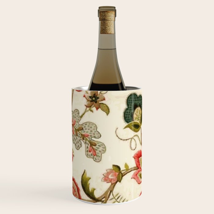 Jacobean Floral Crewel Embroidery Pattern Digital Art Vector Painting Wine Chiller Gallery Image 2
