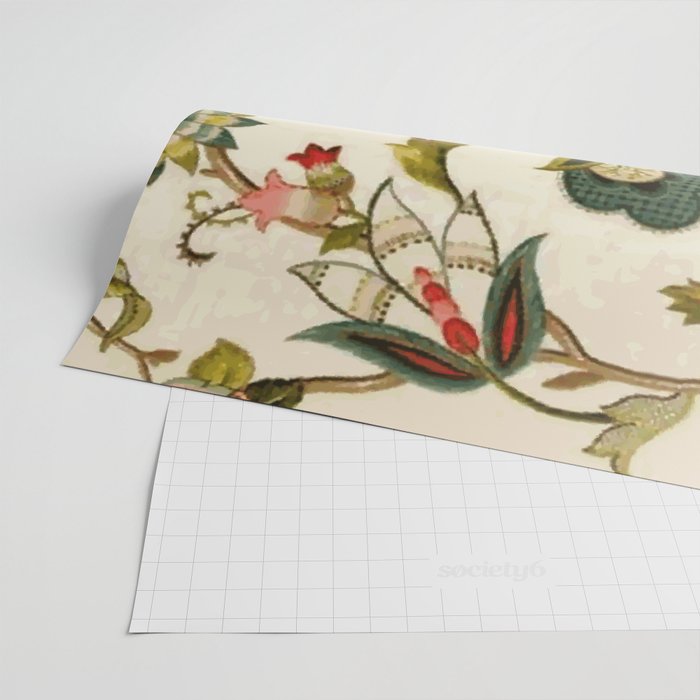Jacobean Floral Crewel Embroidery Pattern Digital Art Vector Painting Wrapping Paper Gallery Image 2