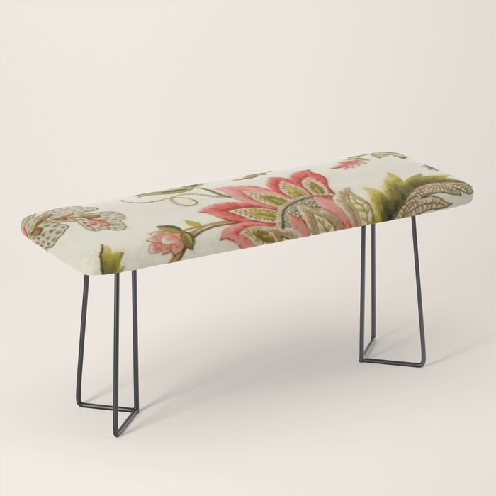 Jacobean Floral Crewel Embroidery Pattern Digital Art Vector Painting Bench Gallery Image 1