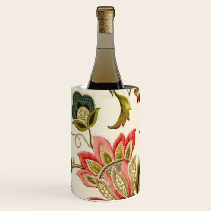 Jacobean Floral Crewel Embroidery Pattern Digital Art Vector Painting Wine Chiller Gallery Image 1