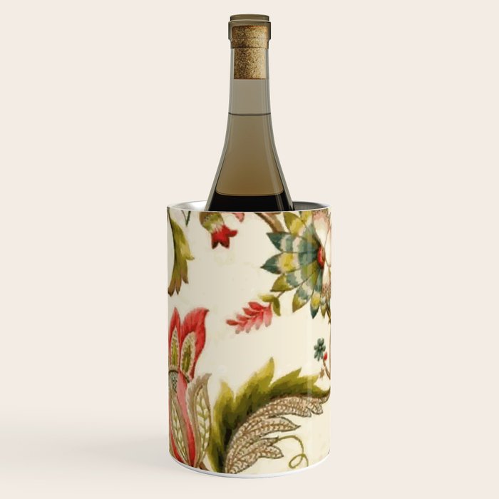 Jacobean Floral Crewel Embroidery Pattern Digital Art Vector Painting Wine Chiller Gallery Image 3