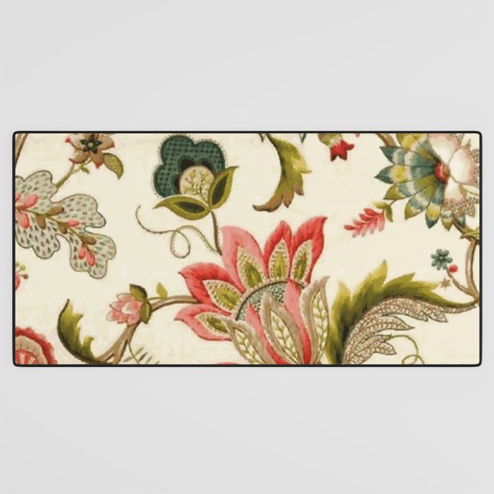 Jacobean Floral Crewel Embroidery Pattern Digital Art Vector Painting Desk Mat Gallery Image 3
