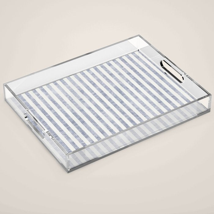AEGEAN TICKING STRIPE BLUE Acrylic Tray Gallery Image 1