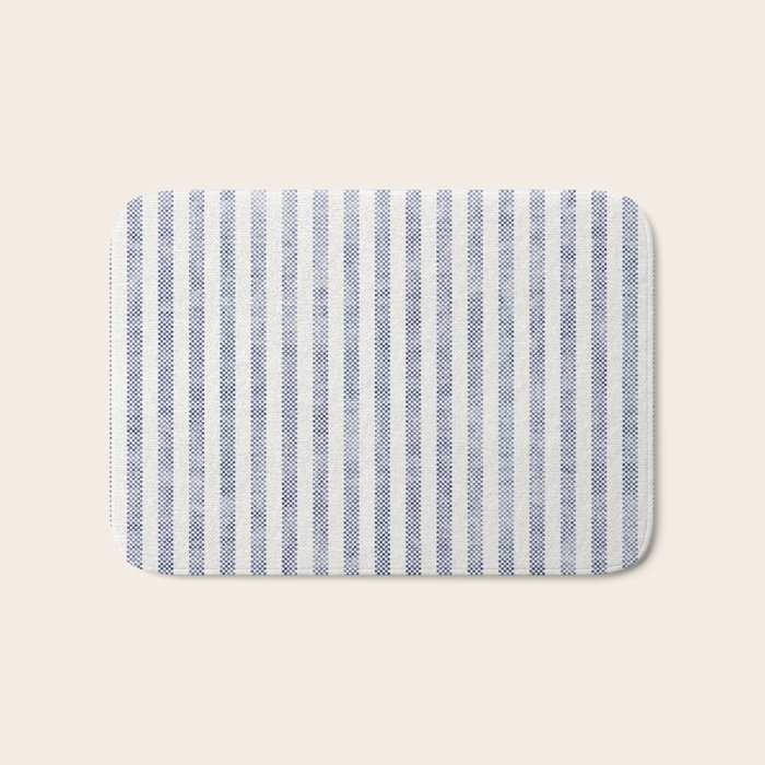 AEGEAN TICKING STRIPE BLUE Bath Mat Gallery Image 1