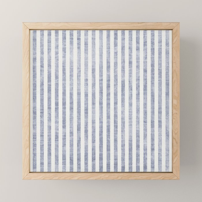 AEGEAN TICKING STRIPE BLUE Mini Art Print Gallery Image 1