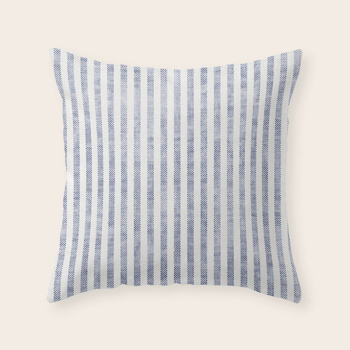 AEGEAN TICKING STRIPE BLUE Throw Pillow Gallery Image 6
