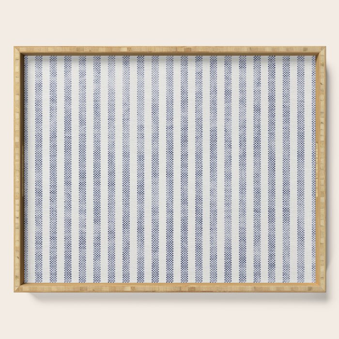 AEGEAN TICKING STRIPE BLUE Serving Tray Gallery Image 1