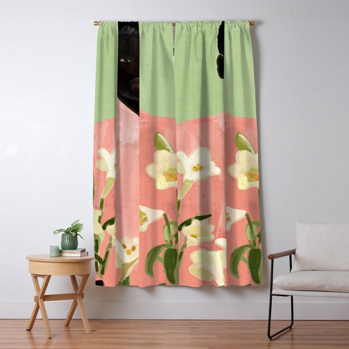 Girl Holding Flowers 3 Window Curtain Gallery Image 5