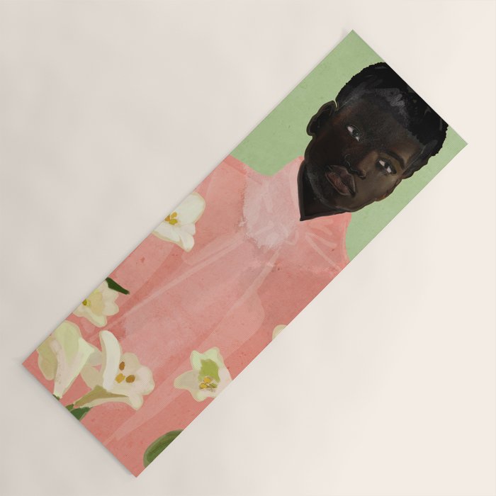 Girl Holding Flowers 3 Yoga Mat Gallery Image 1