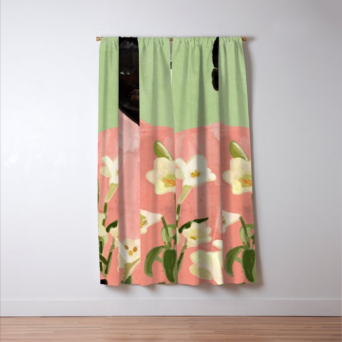 Girl Holding Flowers 3 Window Curtain Gallery Image 3