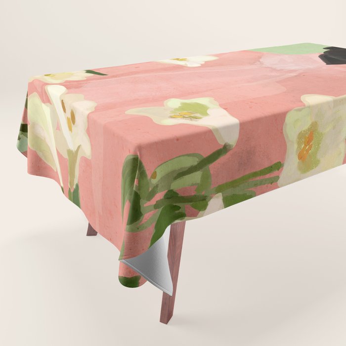 Girl Holding Flowers 3 Tablecloth Gallery Image 1