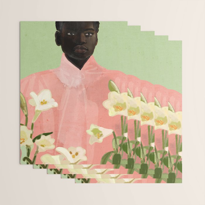 Girl Holding Flowers 3 Wrapping Paper Gallery Image 3