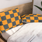Mineral Dust x Tangerine Mixed Checker Pillow Sham Gallery Image 2
