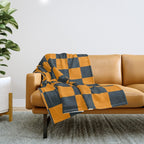 Mineral Dust x Tangerine Mixed Checker Throw Blanket Gallery Image 1