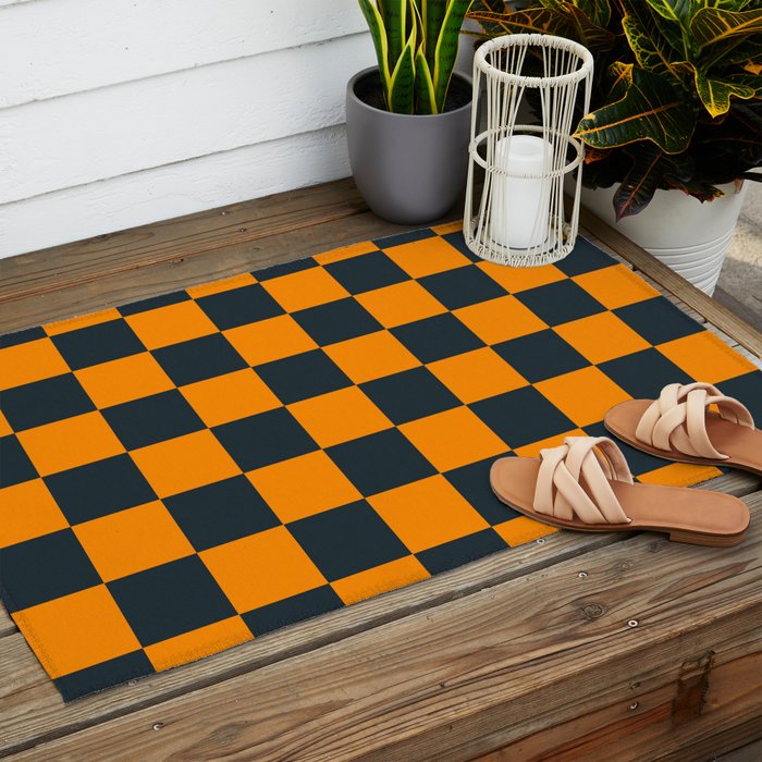 Mineral Dust x Tangerine Mixed Checker Outdoor Rug Gallery Image 2