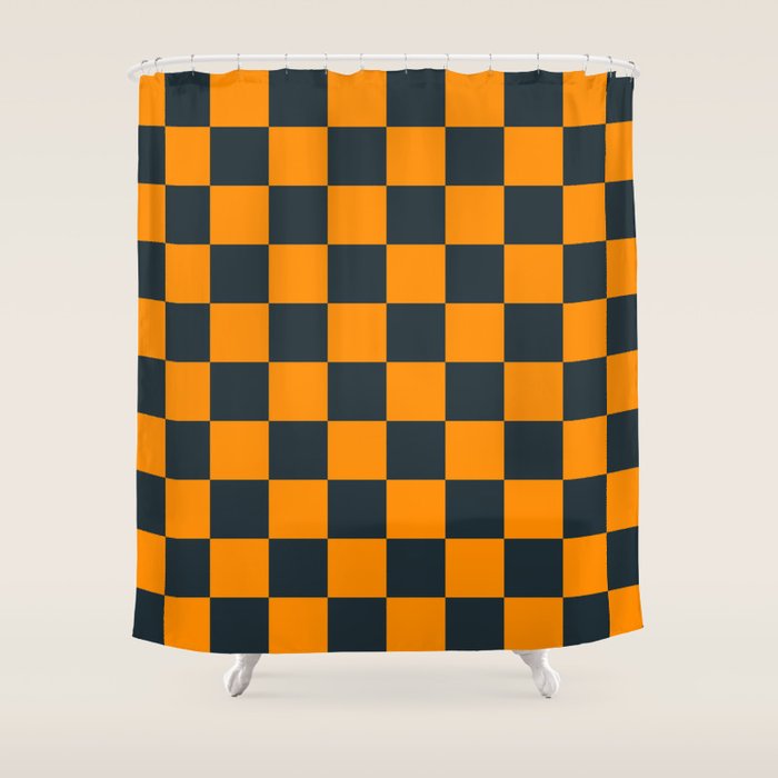 Mineral Dust x Tangerine Mixed Checker Shower Curtain Gallery Image 1