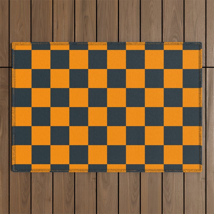Mineral Dust x Tangerine Mixed Checker Outdoor Rug Gallery Image 1