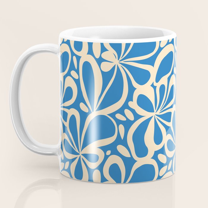 Blue abstract flower art pattern Coffee Mug Gallery Image 3
